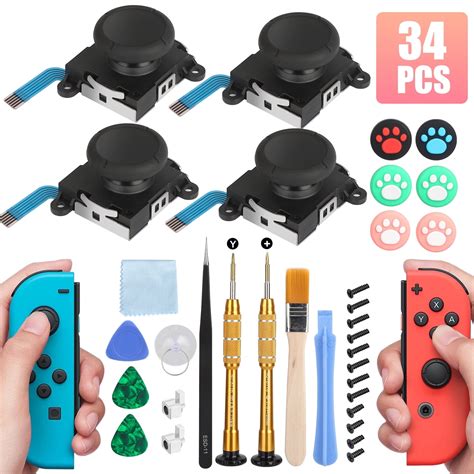 Joycon Joystick Replacement 4 Pack, Replacement Joystick Analog Th.